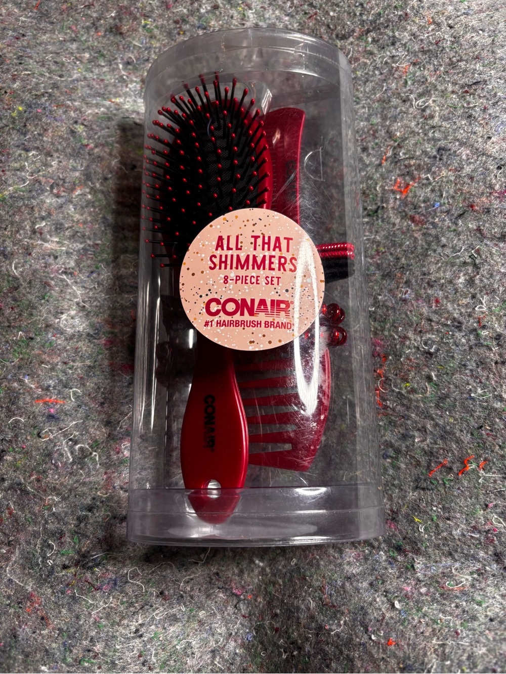 Conair All That Shimmers 8-Piece Hair Brush Set - Red